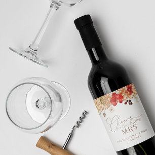 Etiqueta Para Botella De Vino Etiqueta de vino de la ducha con flores de terraco