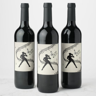 Etiqueta Para Botella De Vino Etiqueta de vino de la música de oro de jazz
