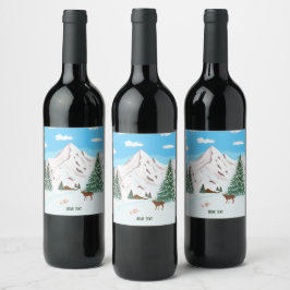 Etiqueta Para Botella De Vino Etiqueta de vino de las montañas de la nieve