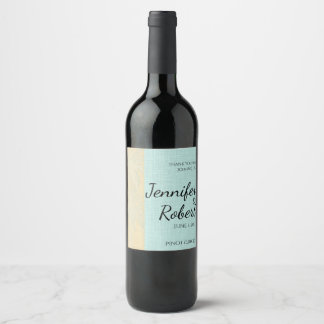 Etiqueta Para Botella De Vino Etiqueta de vino de lino crema y palmeras azules