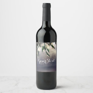 Etiqueta Para Botella De Vino Etiqueta de vino de luces de árbol de sauce llorón