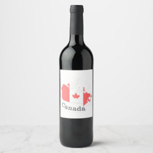Etiqueta Para Botella De Vino Etiqueta de vino de mapa de Canadá - Palo de frasc
