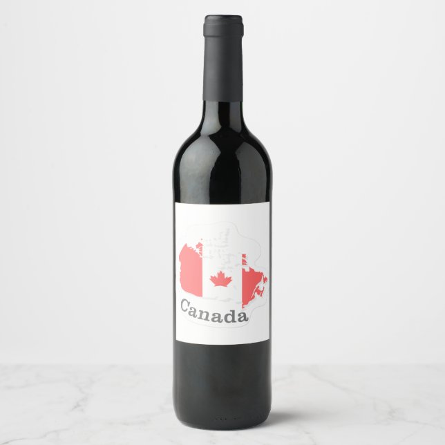 Etiqueta Para Botella De Vino Etiqueta de vino de mapa de Canadá - Palo de frasc (Anverso)