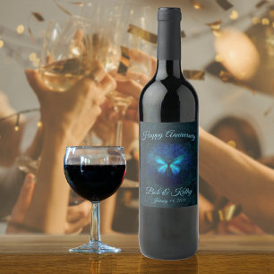 Etiqueta Para Botella De Vino Etiqueta de vino de mariposa azul Personalizado