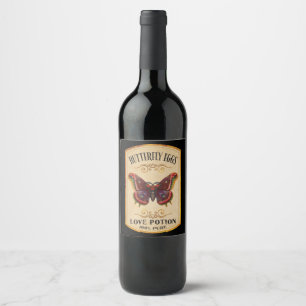 Etiqueta Para Botella De Vino Etiqueta de vino de mariposa de Halloween-Apotheca