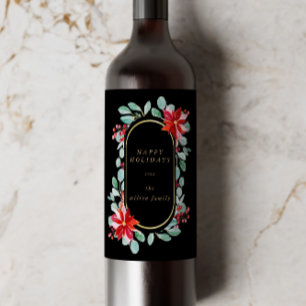 Etiqueta Para Botella De Vino Etiqueta de vino de monograma floral de vacaciones