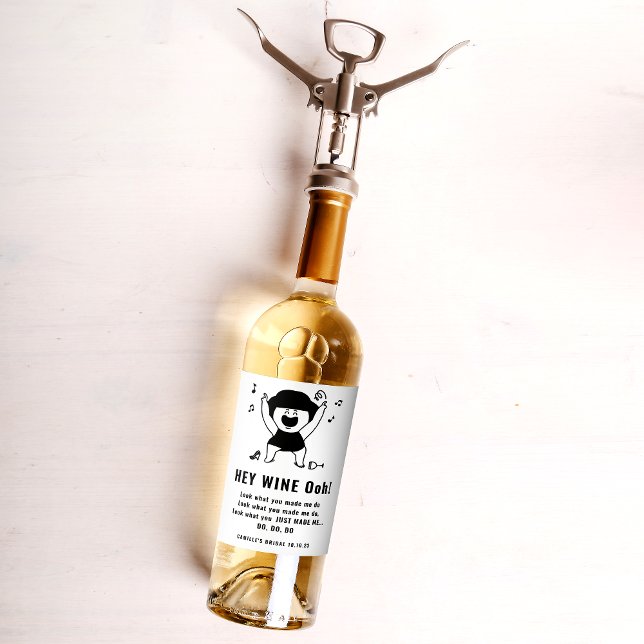 Etiqueta Para Botella De Vino Etiqueta de Vino de Mujer Negra Divertida y Modern (Subido por el creador)