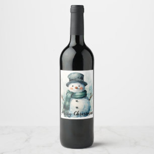 Etiqueta Para Botella De Vino Etiqueta de Vino de Muñeco de Nieve Festivo