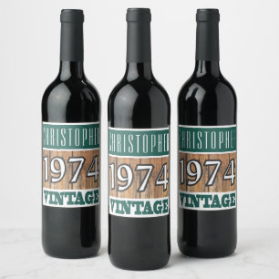 Etiqueta Para Botella De Vino Etiqueta de vino de nacimiento de 1974