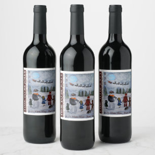 Etiqueta Para Botella De Vino Etiqueta de vino de Navidad Amigos Festivos