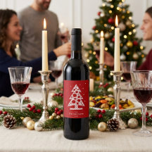 Etiqueta de vino de Navidad con apellido personali