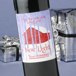 Etiqueta Para Botella De Vino Etiqueta de vino de Navidad de cabaña de nieve azu