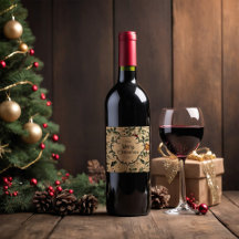 Etiqueta de vino de Navidad de época personalizada