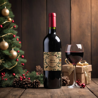 Etiqueta Para Botella De Vino Etiqueta de vino de Navidad de época personalizada