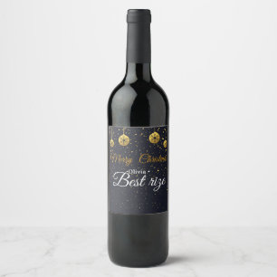 Etiqueta Para Botella De Vino Etiqueta de vino de Navidad dorada