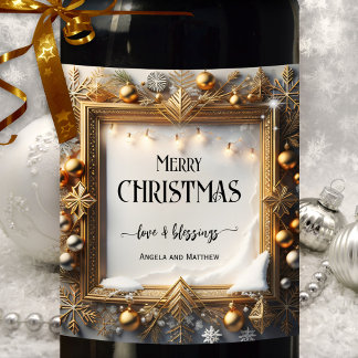 Etiqueta Para Botella De Vino Etiqueta de vino de Navidades festivos tradicional