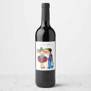 Etiqueta Para Botella De Vino Etiqueta de vino de pareja romántica - Te amo