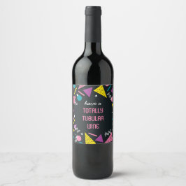 Etiqueta Para Botella De Vino Etiqueta de vino de patrón Black 80s