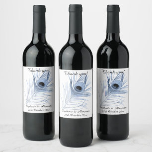 ETIQUETA PARA BOTELLA DE VINO ETIQUETA DE VINO DE PERSONALIZABLE BLANCO PEACOCK