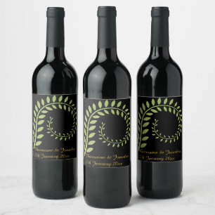 ETIQUETA PARA BOTELLA DE VINO ETIQUETA DE VINO DE PERSONALIZABLE NEGRO BOTÁNICO