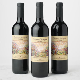 Etiqueta Para Botella De Vino Etiqueta de vino de personalizable "Vineyard Sunse