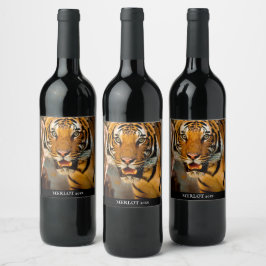 Etiqueta Para Botella De Vino Etiqueta de vino de Personalizado de tigre de mari