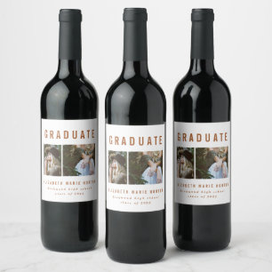 Etiqueta Para Botella De Vino Etiqueta de vino de terracota multifoto para gradu