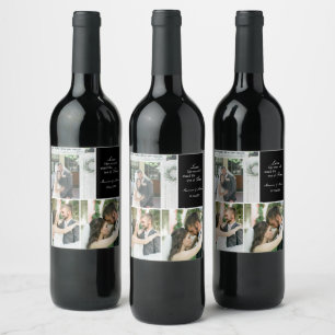 Etiqueta Para Botella De Vino Etiqueta de vino de tres Bodas de Collage de fotos