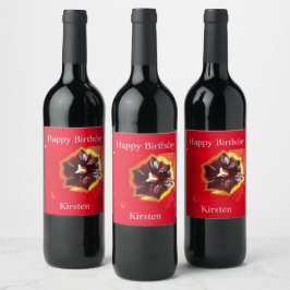 Etiqueta Para Botella De Vino Etiqueta de vino de tulipán rojo escarlata