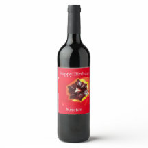 Etiqueta de vino de tulipán rojo escarlata