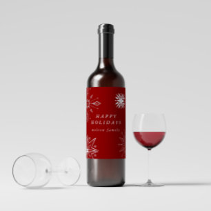 Etiqueta Para Botella De Vino Etiqueta de vino de vacaciones de copo de nieve de
