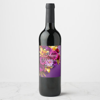 Etiqueta Para Botella De Vino Etiqueta de vino del Día de la Madre floral