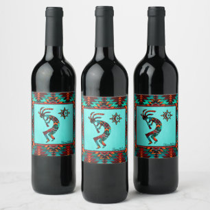 Etiqueta Para Botella De Vino Etiqueta de vino del suroeste de Kokopelli