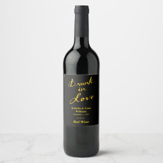 Etiqueta Para Botella De Vino Etiqueta de vino Drunk in Love - dorado y negro