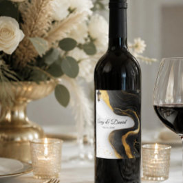 Etiqueta Para Botella De Vino Etiqueta de vino elegante en negro y dorado