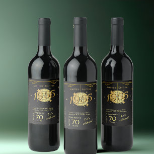 Etiqueta Para Botella De Vino Etiqueta de vino elegante para cumpleaños 70 años 