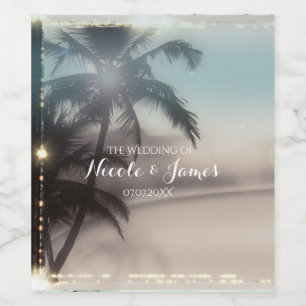 Etiqueta Para Botella De Vino Etiqueta de vino elegante playa tropical palmeras 