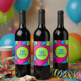 Etiqueta Para Botella De Vino Etiqueta de vino Fiesta coloreada de Pop Art Retro