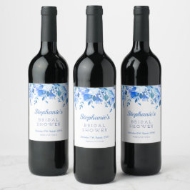 Etiqueta Para Botella De Vino Etiqueta de vino floral azul, boda floral azul