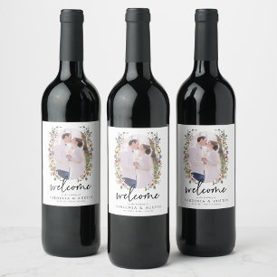 Etiqueta Para Botella De Vino Etiqueta de Vino Floral Colorida