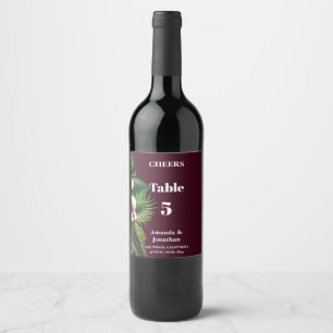 Etiqueta Para Botella De Vino Etiqueta de vino floral de color de la mesa del bo