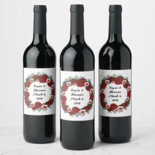 Etiqueta Para Botella De Vino Etiqueta de vino floral en flor de crema de crema 