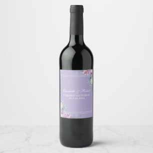 Etiqueta Para Botella De Vino Etiqueta de vino floral lavanda púrpura