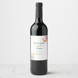 Etiqueta Para Botella De Vino Etiqueta de vino Flores rosadas melocotón amarillo