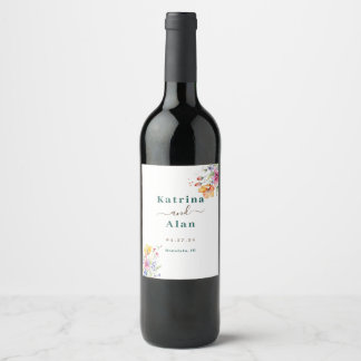 Etiqueta Para Botella De Vino Etiqueta de vino Flores rosadas melocotón amarillo
