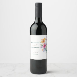 Etiqueta Para Botella De Vino Etiqueta de vino Flores rosadas melocotón amarillo