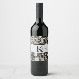 ETIQUETA PARA BOTELLA DE VINO ETIQUETA DE VINO FOTOGRÁFICO DE ROCAS DE PLAYA