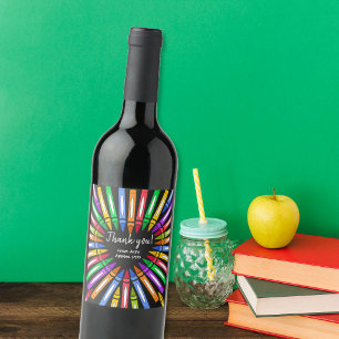 Etiqueta Para Botella De Vino Etiqueta de Vino Gracias Maestro, Crayón de Corazó