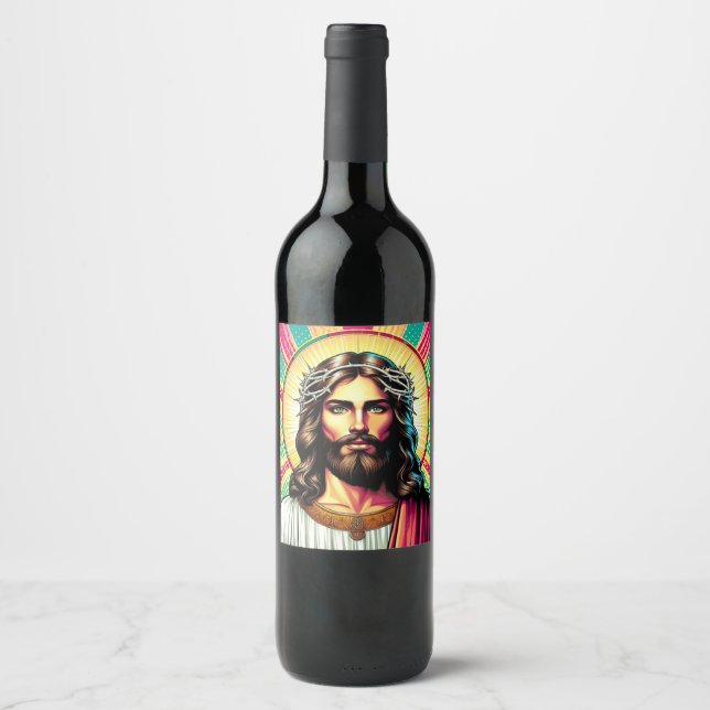 Etiqueta Para Botella De Vino ¡Etiqueta de vino Kitsch Jesus! (Anverso)