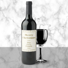Etiqueta de vino navideño moderno crema corporativ